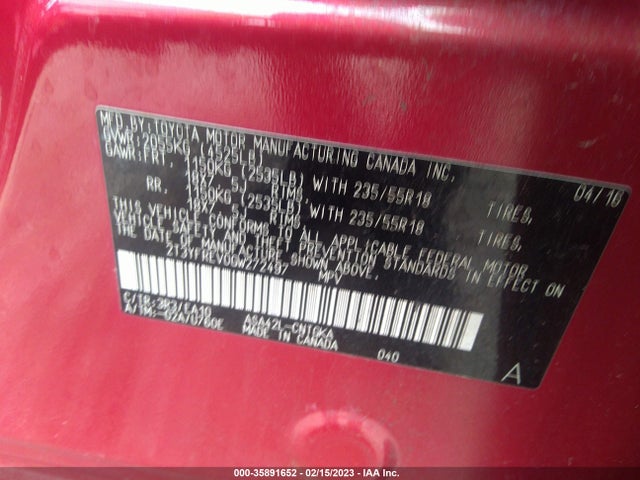 Toyota Rav4 Limited 2016 2T3YFREV0GW272497 Image 11