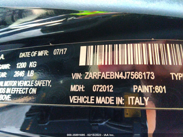 ZARFAEBN4J7566173 Alfa Romeo Giulia