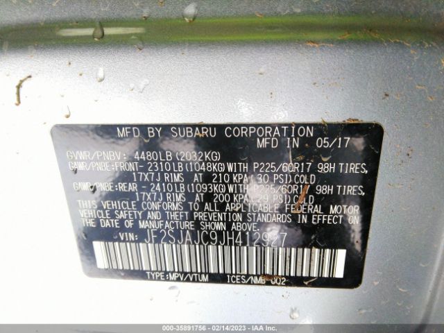 JF2SJAJC9JH412927 Subaru Forester Limited