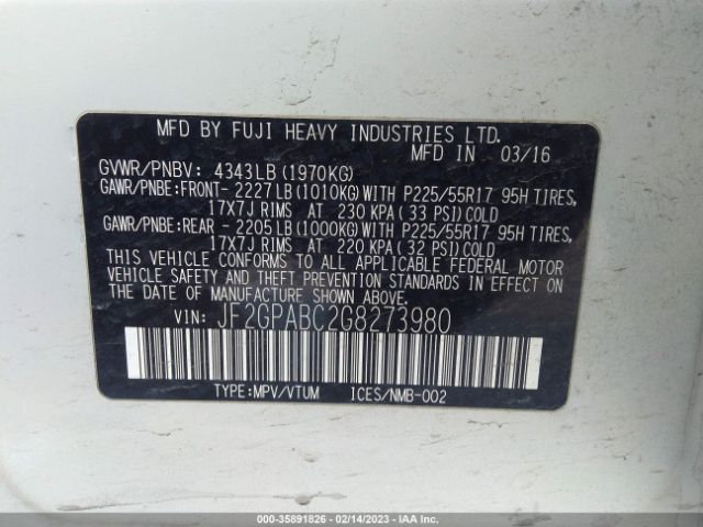JF2GPABC2G8273980 Subaru Crosstrek Premium