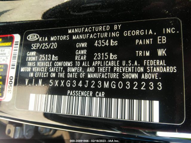 5XXG34J23MG032233 KIA K5 EX