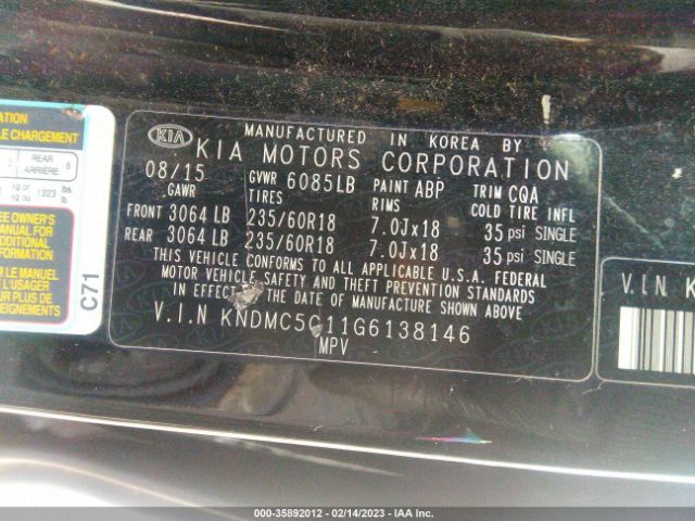 KNDMC5C11G6138146 KIA SEDONA EX