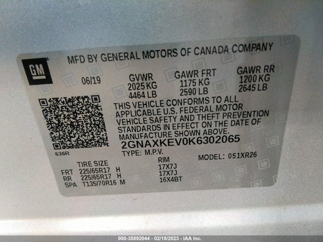 Chevrolet EQUINOX LT 2019 2GNAXKEV0K6302065 Image 11