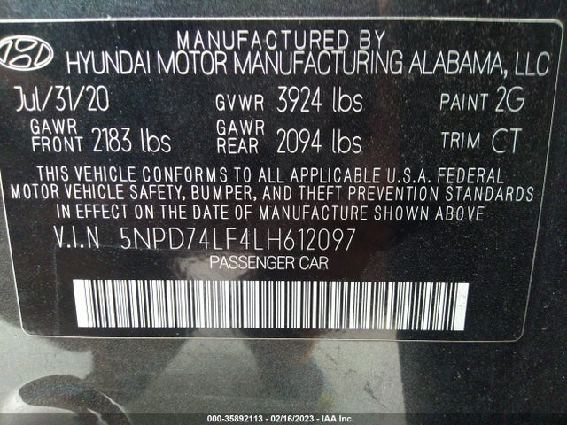 Hyundai ELANTRA SE 2020 5NPD74LF4LH612097 Image 10