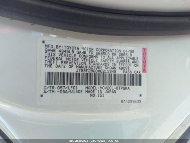 JT8BF28G0X0213348 Lexus ES 300 LUXURY SPORT SDN