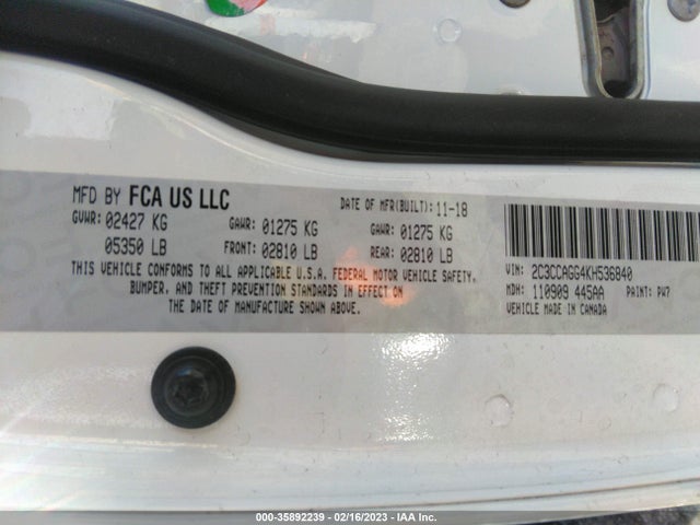 2C3CCAGG4KH536840 Chrysler 300 300s