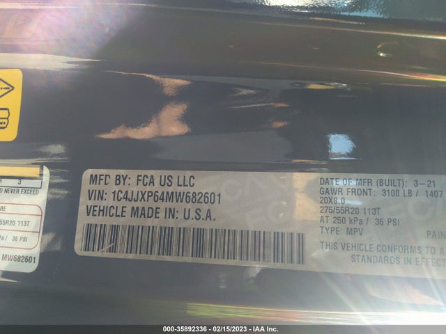 1C4JJXP64MW682601 Jeep Wrangler 4xe Unlimited Sahara