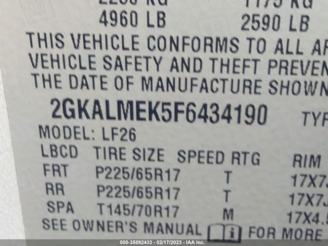 2GKALMEK5F6434190 GMC Terrain Sle