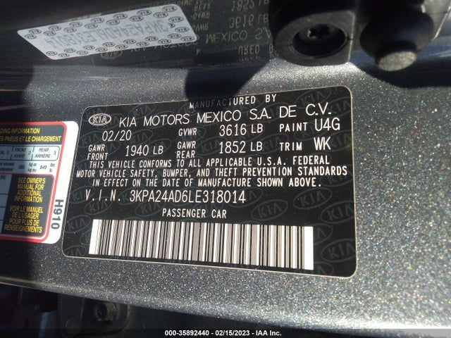 2020 Kia Rio, VIN: 3KPA24AD6LE318014