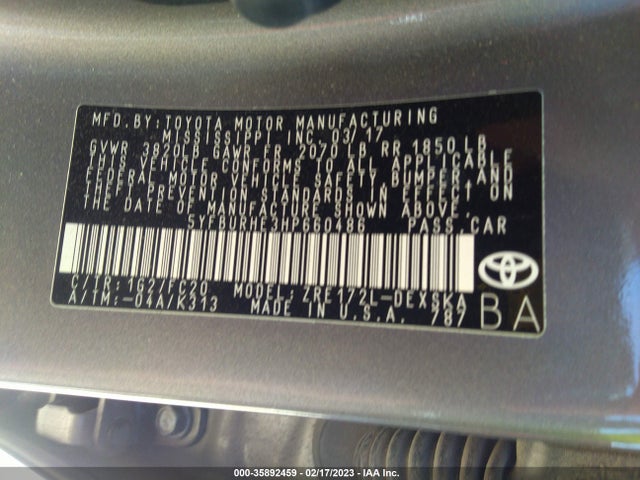 Toyota Corolla L/le/xle/se 2017 5YFBURHE3HP660486 Image 10