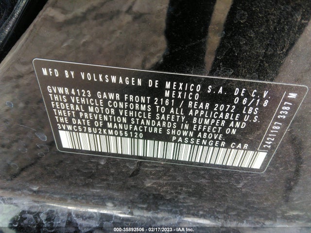 3VWC57BU2KM055120 Volkswagen Jetta S/se/r-line