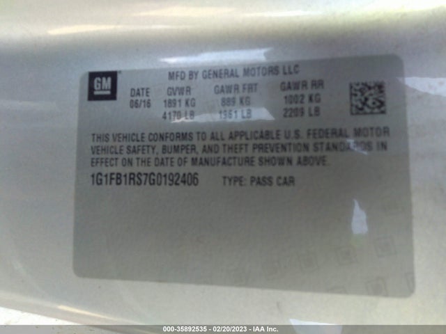 Chevrolet Camaro 1lt 2016 1G1FB1RS7G0192406 Image 9
