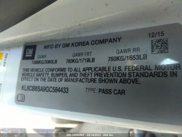 Chevrolet SPARK LS 2016 KL8CB6SA9GC584433 Image 10