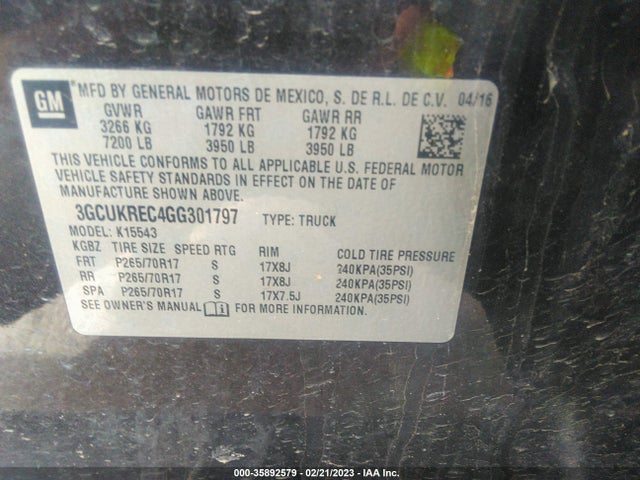 Chevrolet Silverado 1500 Lt 2016 3GCUKREC4GG301797 Image 9