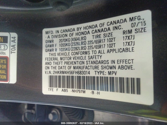 Honda CR-V EX 2015 2HKRM4H56FH683014 Image 9