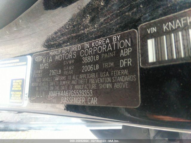 KNAFK4A67G5539353 KIA FORTE LX