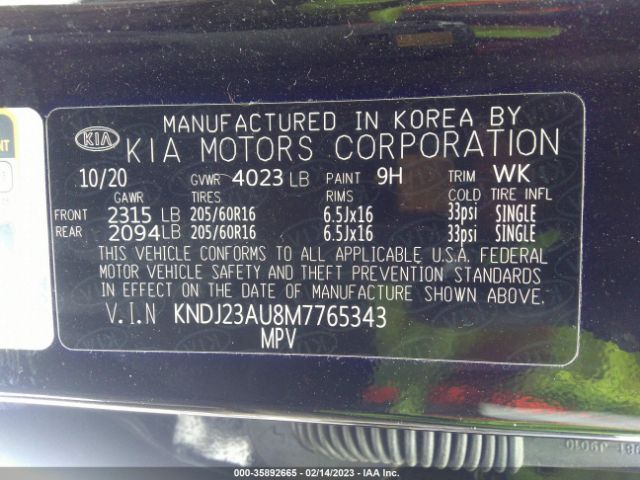 KNDJ23AU8M7765343 KIA SOUL S