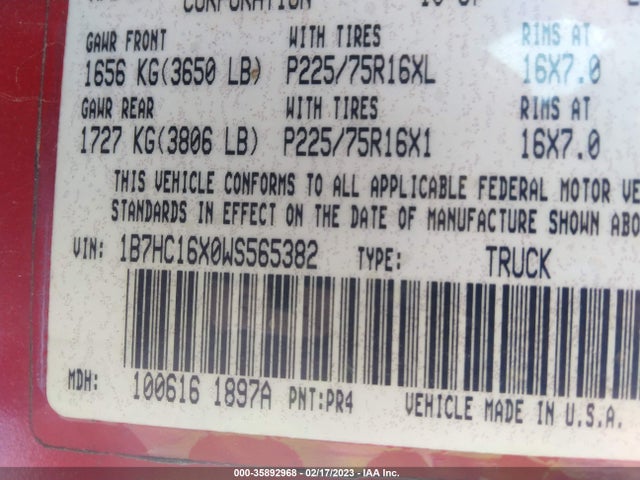 Dodge RAM 1500 1998 1B7HC16X0WS565382 Image 10