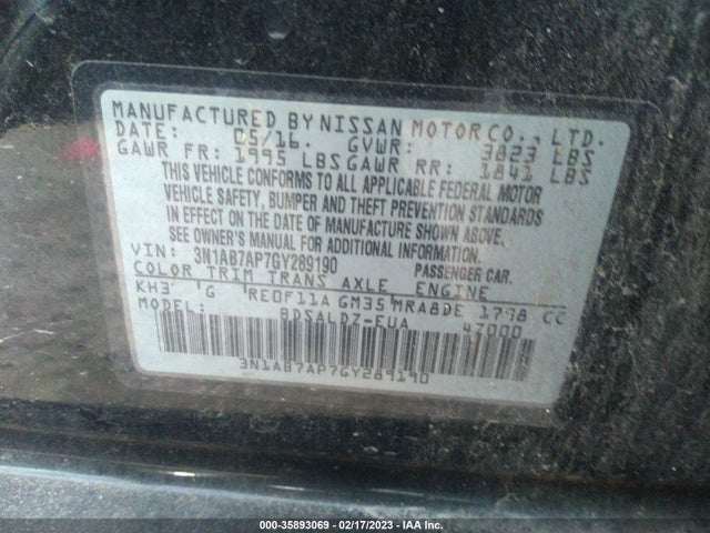 Nissan SENTRA SV 2016 3N1AB7AP7GY289190 Image 10