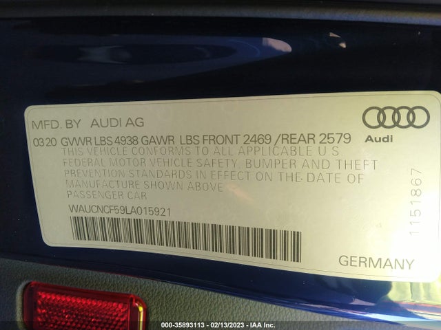 2020 Audi A5, VIN: WAUCNCF59LA015921