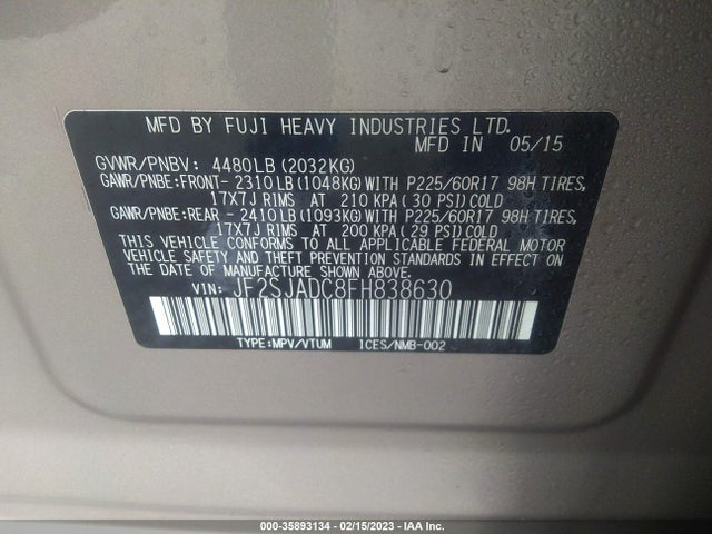Subaru Forester 2.5i Premium 2015 JF2SJADC8FH838630 Image 10
