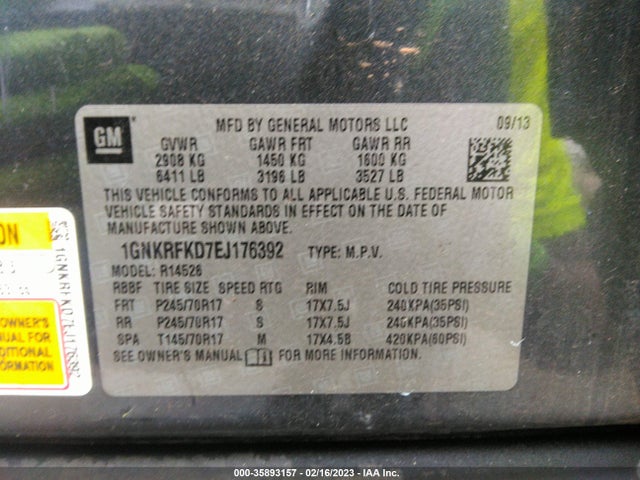 Chevrolet Traverse Ls 2014 1GNKRFKD7EJ176392 Image 9