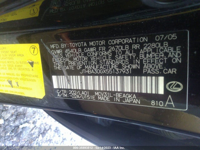 Lexus ES 330 2005 JTHBA30GX55137931 Image 10