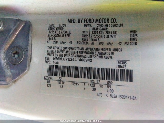 2020 Ford Transit Connect, VIN: NM0LS7E24L1466942