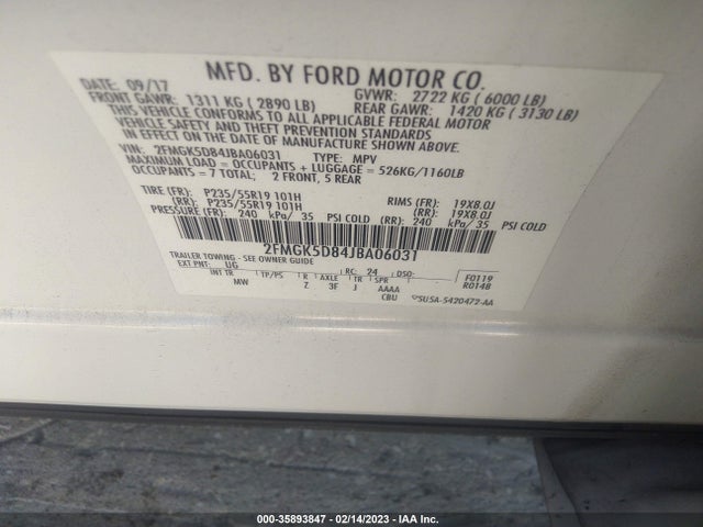 2018 Ford Flex, VIN: 2FMGK5D84JBA06031