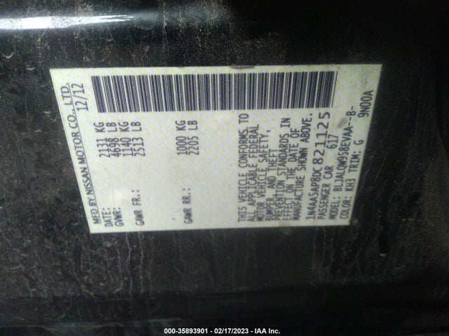 Nissan Maxima 3.5 S 2013 1N4AA5AP8DC821125 Image 9