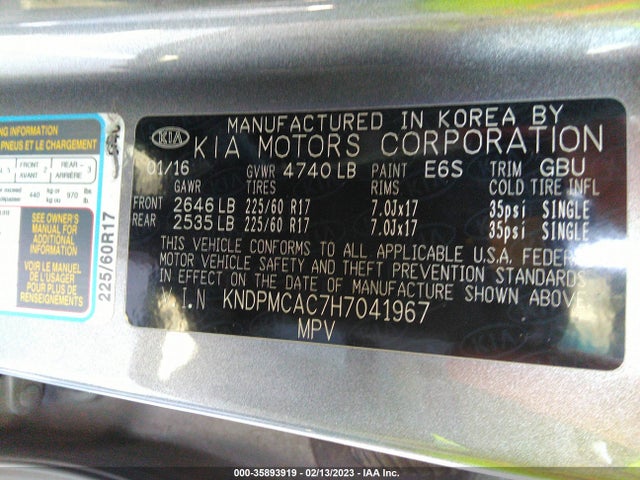 2017 KIA SPORTAGE LX VIN: KNDPMCAC7H7041967