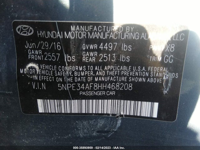 Hyundai Sonata 2017 5NPE34AF8HH468208 Image 9