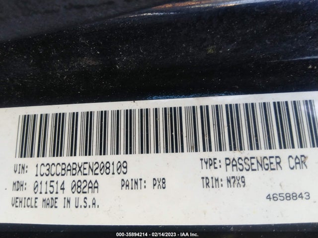 1C3CCBABXEN208109 Chrysler 200 LX