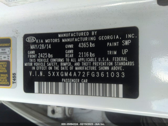 KIA Optima Lx 2015 5XXGM4A72FG361033 Image 9