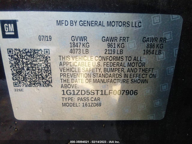 Chevrolet MALIBU LT 2020 1G1ZD5ST1LF007906 Image 9