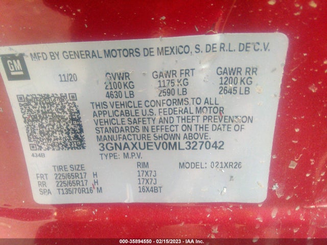 Chevrolet EQUINOX LT 2021 3GNAXUEV0ML327042 Image 9