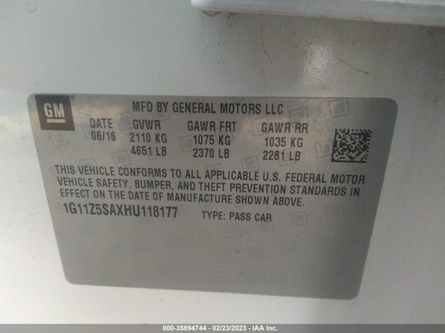 Chevrolet IMPALA LS 2017 1G11Z5SAXHU118177 Image 9