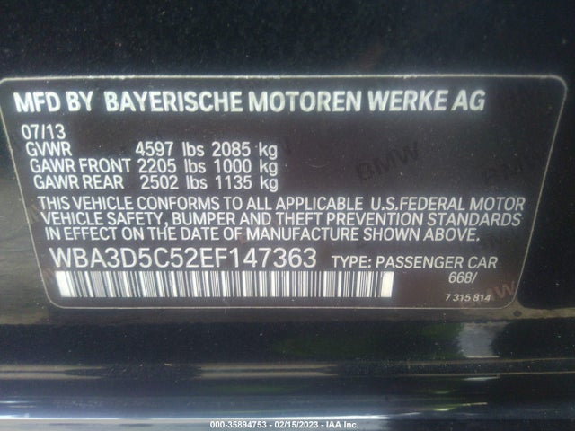 BMW 3 Series 328d Xdrive 2014 WBA3D5C52EF147363 Image 9