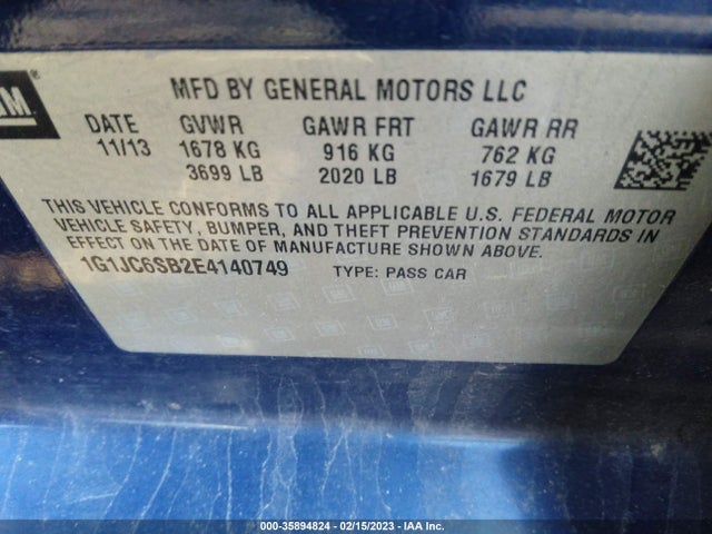Chevrolet SONIC LT 2014 1G1JC6SB2E4140749 Image 9
