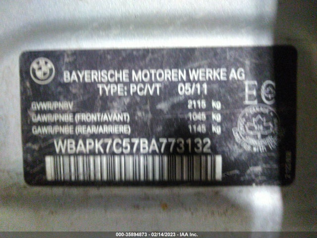 2011 BMW 3 SERIES 328I XDRIVE VIN: WBAPK7C57BA773132