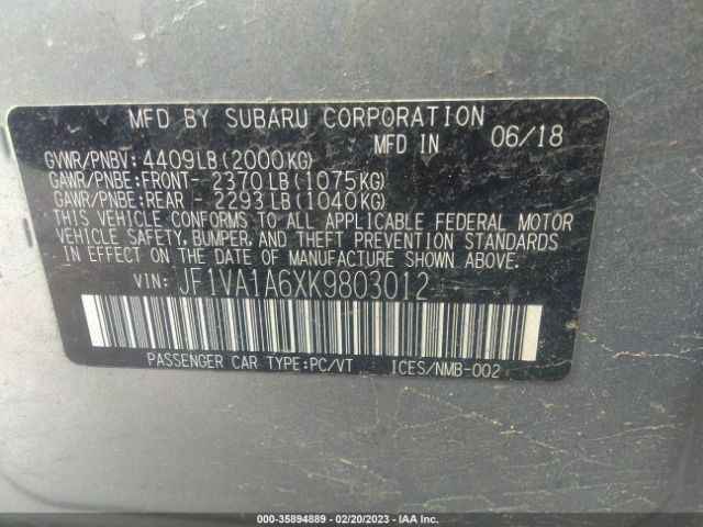 JF1VA1A6XK9803012 Subaru WRX