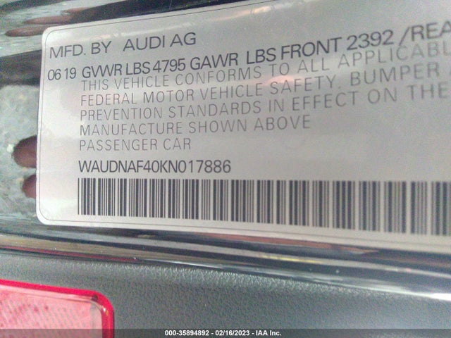 WAUDNAF40KN017886 Audi A4 PREMIUM