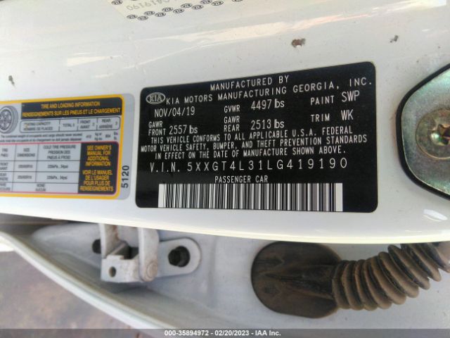 5XXGT4L31LG419190 KIA Optima Lx