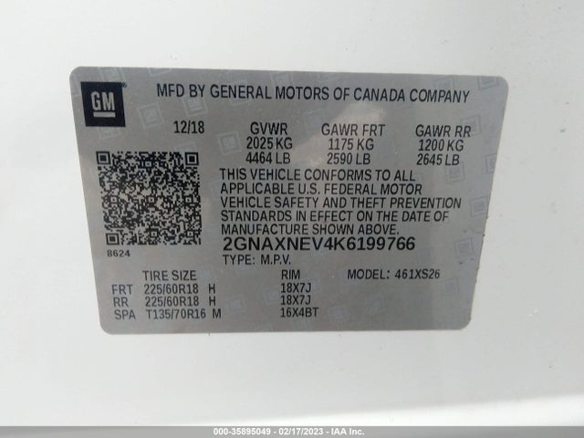 Chevrolet Equinox Premier 2019 2GNAXNEV4K6199766 Image 9
