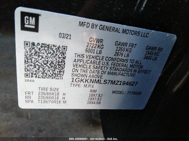 GMC ACADIA SLT 2021 1GKKNMLS7MZ194627 Image 9