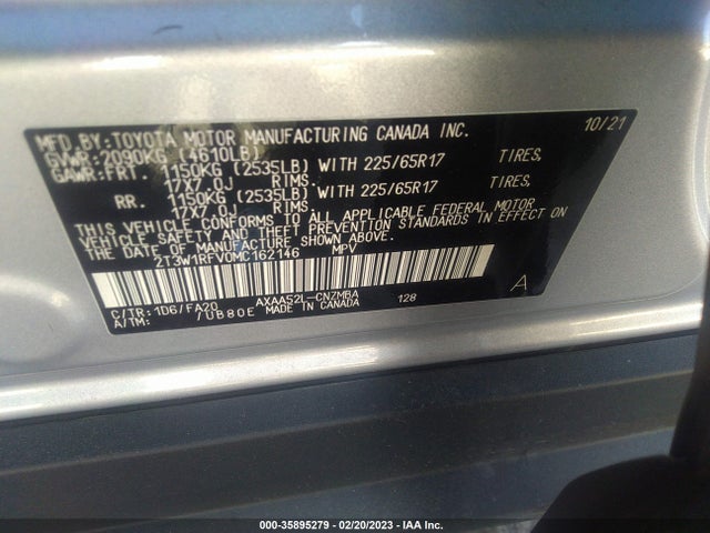 2021 TOYOTA RAV4 XLE VIN: 2T3W1RFV0MC162146