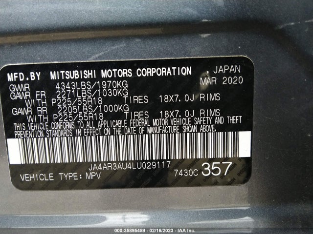 JA4AR3AU4LU029117 Mitsubishi Outlander Sport Es 2.0/se 2.0