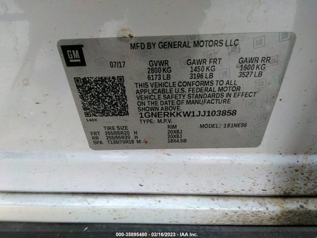 Chevrolet Traverse Premier 2018 1GNERKKW1JJ103858 Image 10