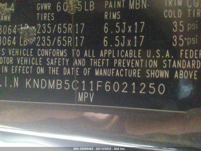 2015 KIA SEDONA LX VIN: KNDMB5C11F6021250