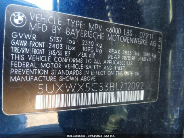 5UXWX5C53BL712092 BMW X3 28I